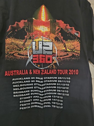 U2 360 Tour Band T-shirt Australia NZ 2010 Size M Black Tee - Picture 4 of 5