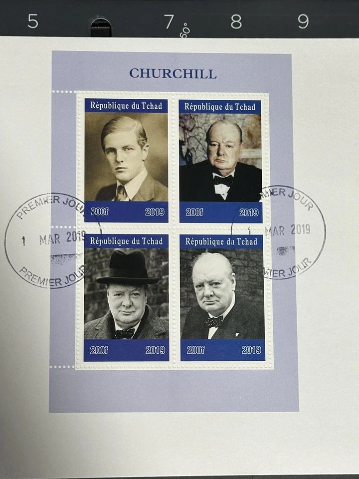 Chad 2019 (2 First Day Covers) Winston Churchill Aviation (PERF. + IMPERF.) - Image 3 of 3