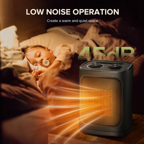 Auseo Space Heater 1500W/750W ETL Certified Ceramic Small with Thermostat 9 in - Picture 5 of 7