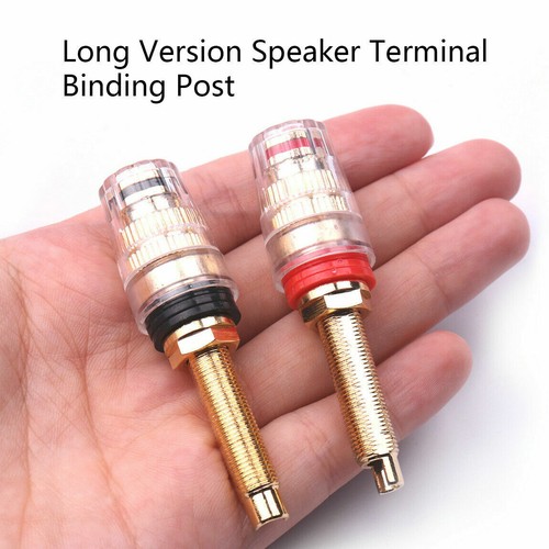 1 Pair 2pcs Audio Speaker Binding Post Thread Terminal Banana Plug Gold Plated - Picture 5 of 5