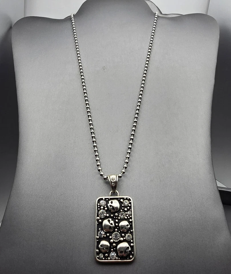 Collar colgante Harley Davidson calavera y diamantes de imitación acero inoxidable etiqueta de perro 2013 Foto 2 de 4