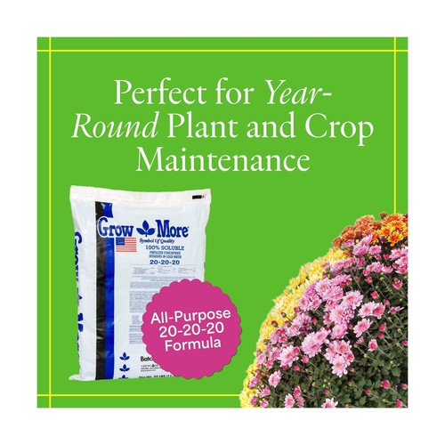 Grow More 20-20-20 Water Soluble Fertilizer - 25lb Bag of All Purpose Fertili... - Picture 2 of 6