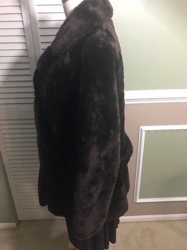 Glenoit Mills Women’s Coat Vintage Faux Fur Dark Brown 1950’s Winter - Picture 5 of 11
