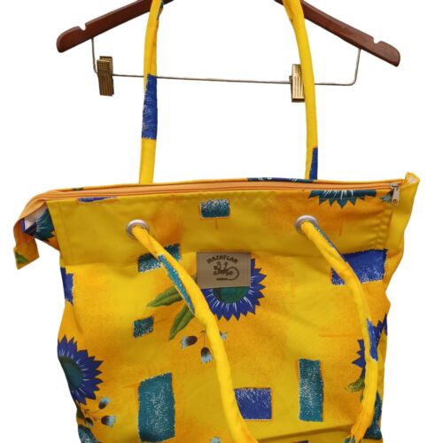 Mazatlan Mexico Tote Bag Extra Large Yellow Floral Canvas Weekender Bag Travel - Picture 4 of 20