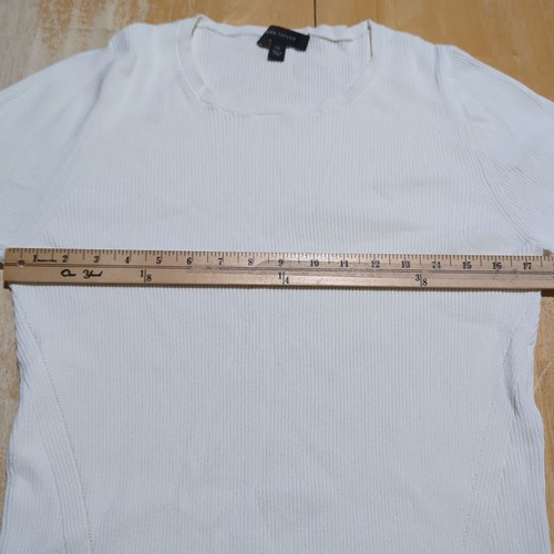 Ann Taylor Mujer Suéter Talla XXL Blanco Acanalado Tejido Mangas Largas - Imagen 8 de 11