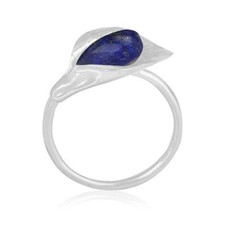Lapis Lazuli Gemstone Floral Designer Cocktail Ring 925 Silver Jewelry