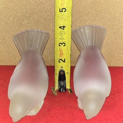 PAIR Lalique Crystal France Frosted Sparrow Bird Heads Down Crystal Figurines - Picture 10 of 12