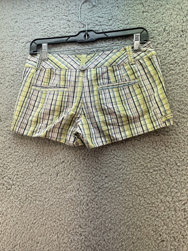 Pantalones cortos Mossimo supply para mujer talla 1 amarillo a cuadros RN 17730 - Imagen 7 de 9