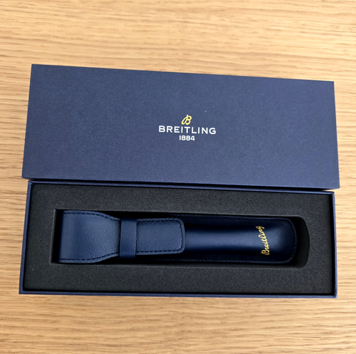 ORIGINAL BREITLING KUGELSCHREIBER PEN ETUI HÜLLE LEDER BLAU/BLUE NEU GIVEAWAY!! - Bild 2 von 5