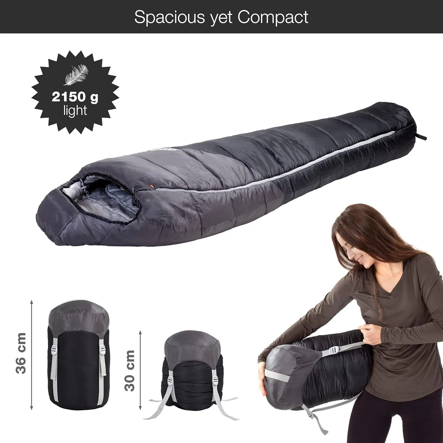 KeenFlex Sleeping Bag 3-4 season Black 210 x 60 x 7.62 cm; 1.5 kg NEW