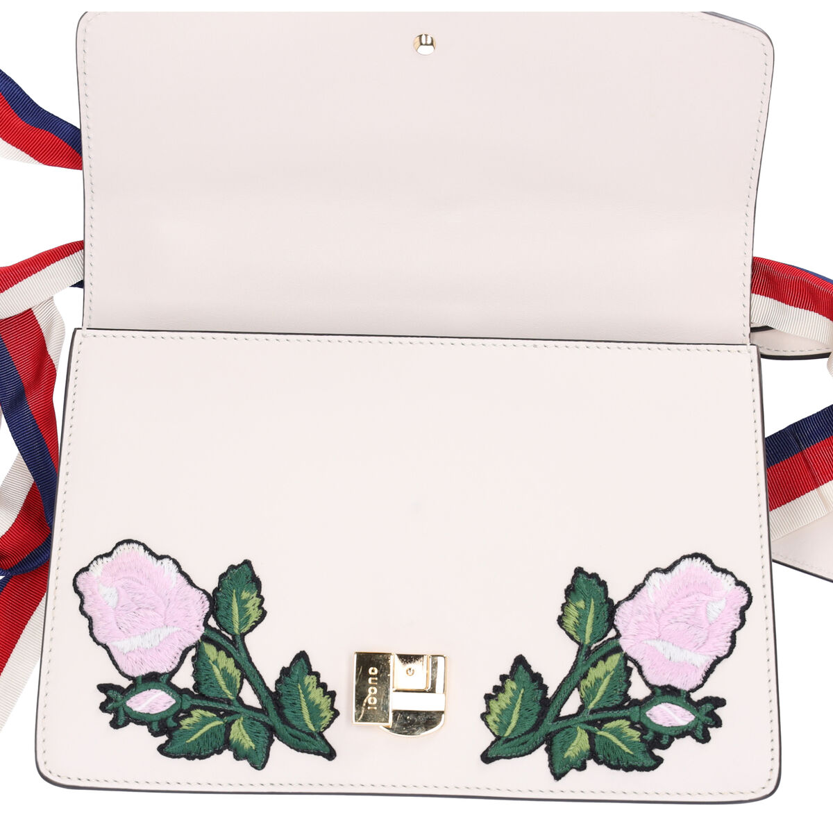 GUCCI Sylvie Shoulder Bag 421882 White Pink Multi Leather GUCCI Sylvie Shoulder Bag 421882 White Pink Multi Leather