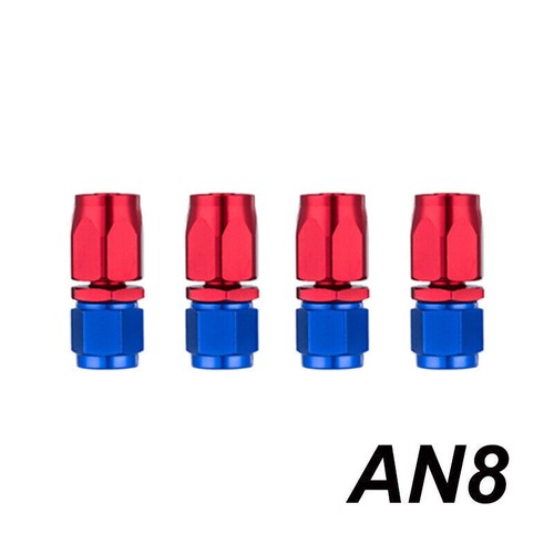 4Pcs Red Oil Fuel Line Hose End Fitting Adapters Kits 0°Degree AN8 Aluminum End - Picture 1 of 13