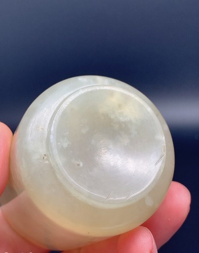 Vintage Chinese White Yellow Hetian Jade Teacup Translucent Fine Carved w Stand - Picture 5 of 6