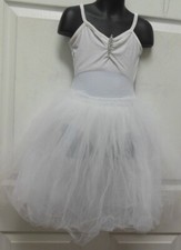 White ROMANTIC BALLET COSTUME VELVET Tulle Organdy long rhinestonepin Cami