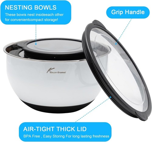 Stainless Steel Mixing Bowl Set with Sealed Lid, Salad Bowl, Save Kitchen Space - Picture 5 of 5