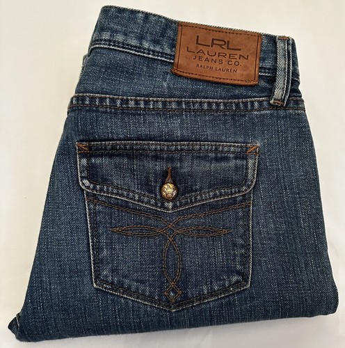 Lauren Jeans Co. Women Size 2 Medium Wash Straight Leg Denim Eagle Buttons Gold - Picture 4 of 10