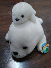 Plushland white seal Plush pup mom baby stuffed animal Arctic vtg 1999 mother
