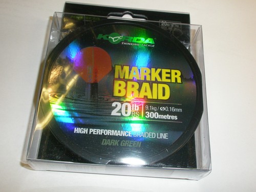 Korda Marker Braid 20lb 0.16mm 300m Dark Green Carp fishing tackle - Afbeelding 1 van 1