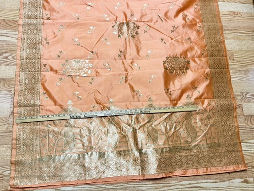 BANARSI ArtSilk Dupatta envolvente bufanda estola chal chunri dorado melocotón 2,25 yd - Imagen 7 de 7