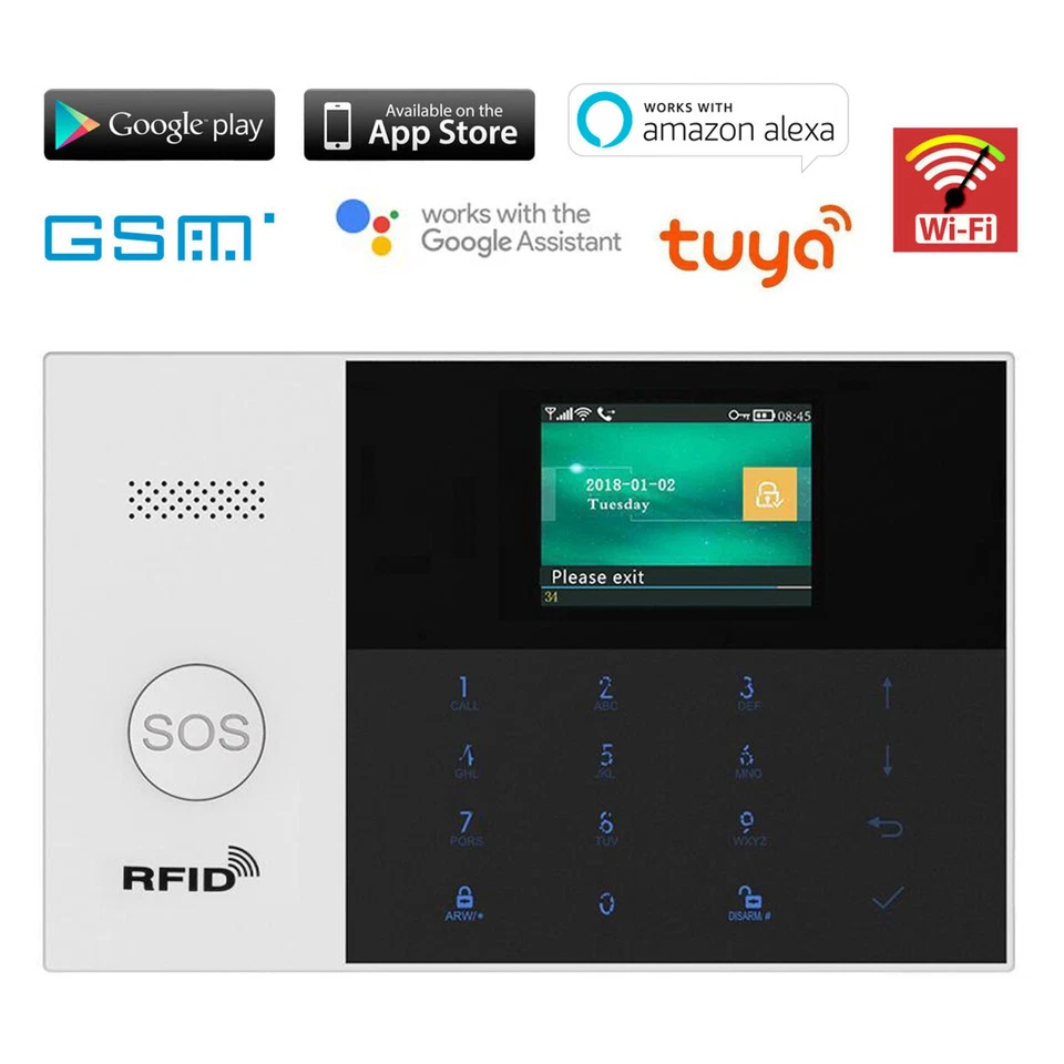 A06 Tuya APP WiFi GSM RFID Wireless House Home Security Alarm System+HD Camera - Image 2 of 4