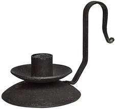 CWI Gifts 3.75" Distressed Black Iron Taper Candle Holder with Curved Handle