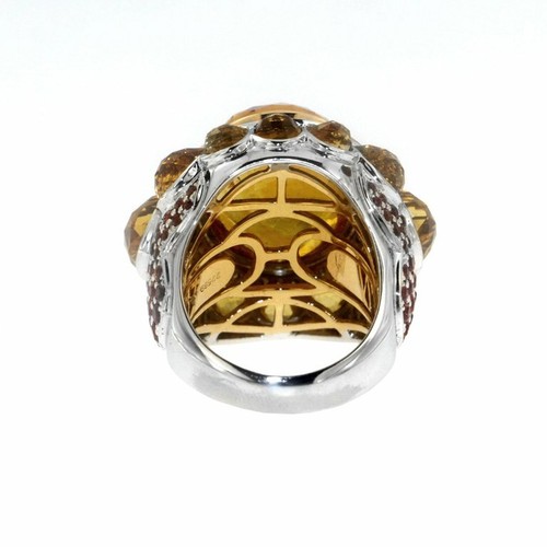32.80 Citrine Quartz Red Sapphire & Ruby Gemstone Cocktail Bombe 925 Silver Ring - Picture 4 of 6