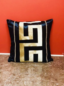 Greek Border Key Versace Border Black And Gold Decorative Pillow