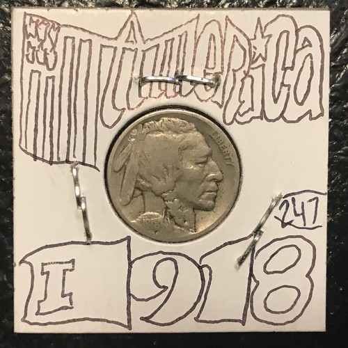 🦬 1918 p 5c Indian Head U. S. A. Buffalo Nickel 🇺🇸 Primera Guerra Mundial biSON WARLORDd 🌦 - Imagen 5 de 6
