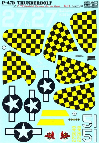Print Scale Decals 1/48 REPUBLIC P-47D THUNDERBOLT Part 1 - Picture 2 of 3