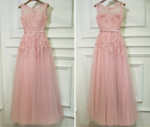Women Evening Dresses Long Beading Prom Gowns Tulle Party Dress Lace Sleeveless - Bild 22 von 30