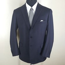BRIONI Blue Pinstripe Sport Coat 3 Btn Side Vents 4 Season 100 Wool 42 Reg