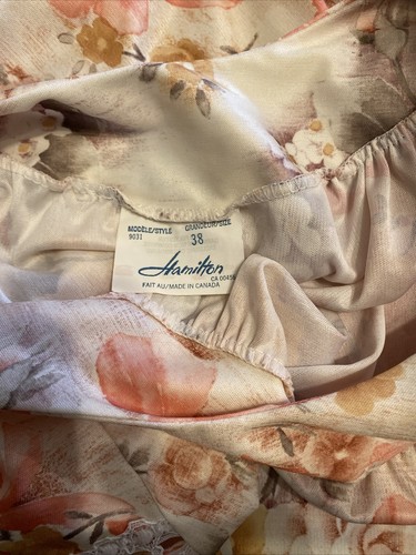Vintage Hamilton Polyester Nightie Lingerie Floral Beige Size 38 - Picture 9 of 10