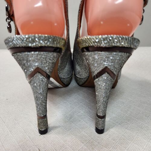 J Renee Women's Size 8 M Shoes High Heel Platform Sculptured Glitter Silver (9 - Picture 4 of 9