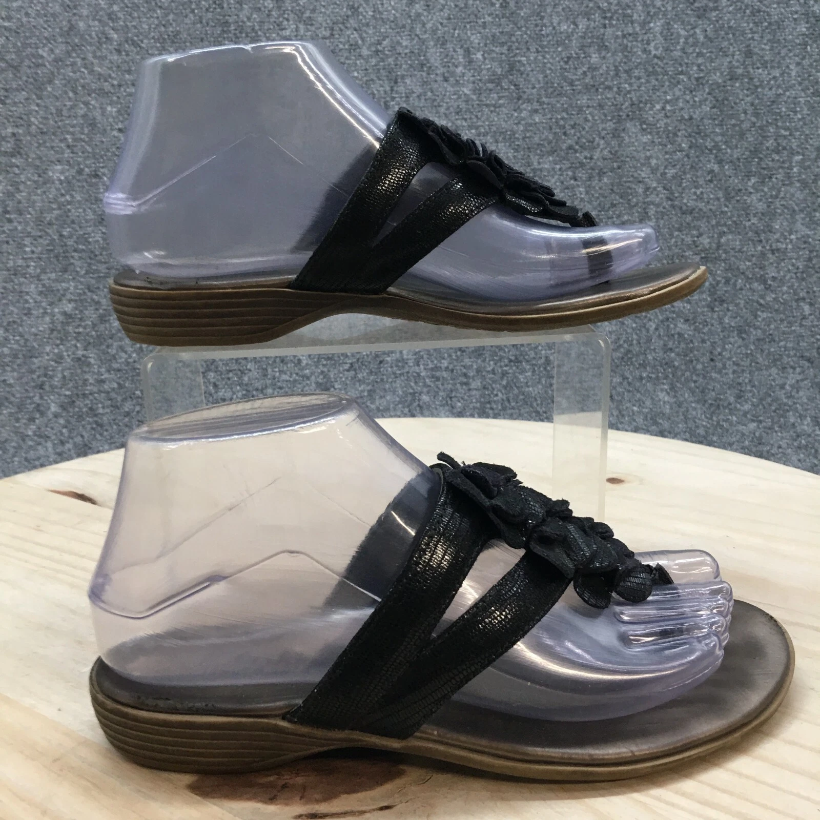 Scarpe Clarks donna 6 M flop flop con fiori comode 65760 nere slip on