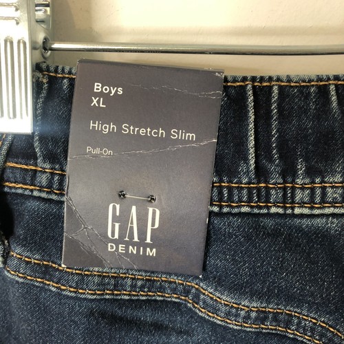 Gap Denim NWT Boys' High Stretch Slim Pull-On Drawstring Jeans Size XL (12) - Picture 4 of 12