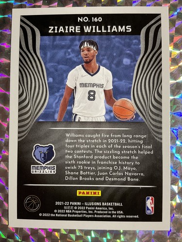 2021-22 PANINI ILLUSIONS ZIAIRE WILLIAMS ROOKIE HOLO #160 GRIZZLIES CSTORE RARE - Picture 3 of 3