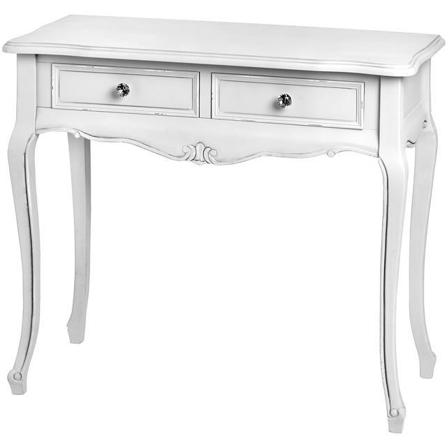 White French Country Shabby Chic 2 Drawer Console Table