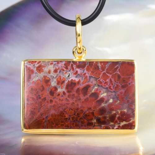 Anhänger Feder Achat Cabochon & Vermeil 18K Vergoldet an Sterling Silber 7.39 G - Bild 6 von 13