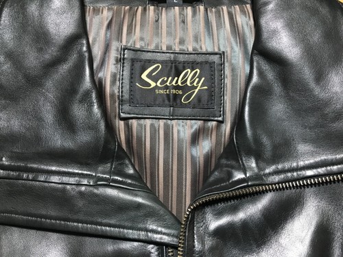 SCULLY Lambskin Leather Jacket Mens Large Black full zip pockets Bomber - Picture 17 of 20
