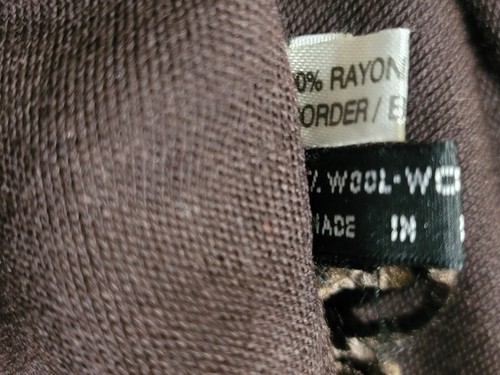 Louis Feraud  Shawl Wrap Cape - Wool- Made in Italy - Brown w/Chenille Fringe - Picture 14 of 14