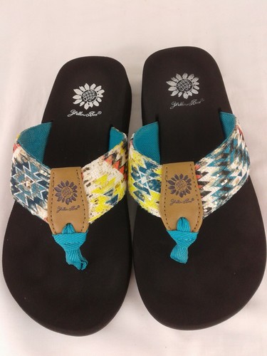 Yellow Box Flip Flops Thongs Flats Multicolored Southwest Size 6 Ebay