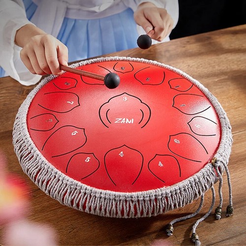 6/12/14 Inch Steel Tongue Drum 15 Note Hand Drum Yoga Meditation Instrument - Picture 1 of 36