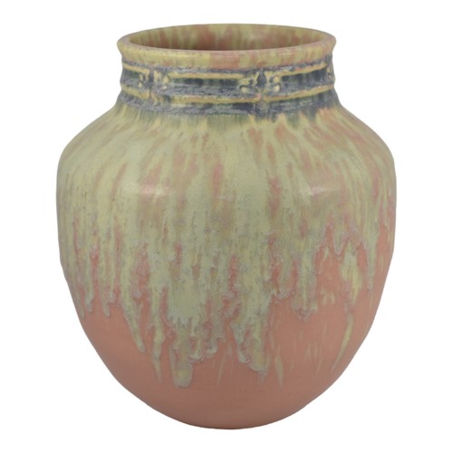 Roseville Imperial II Pink Green Blue 1930 Vintage Art Deco Pottery Vase 481-8 - Picture 4 of 6