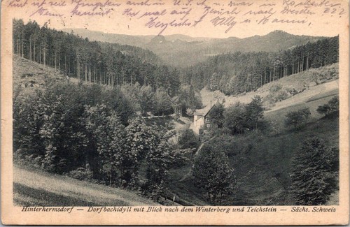 Antique Postcard RPPC DB Hinterhermsdorf Blick Winterberg Teichstein 1926 - Picture 2 of 3