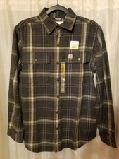 Hubbard Sherpa-Lined Plaid Flannel Shirt Jac Carhartt 103353C Navy 412