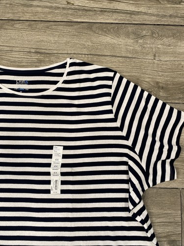 Croft & Barrow Plus Size The Classic Tee Deep Dark Navy Striped T-Shirt - Picture 2 of 3