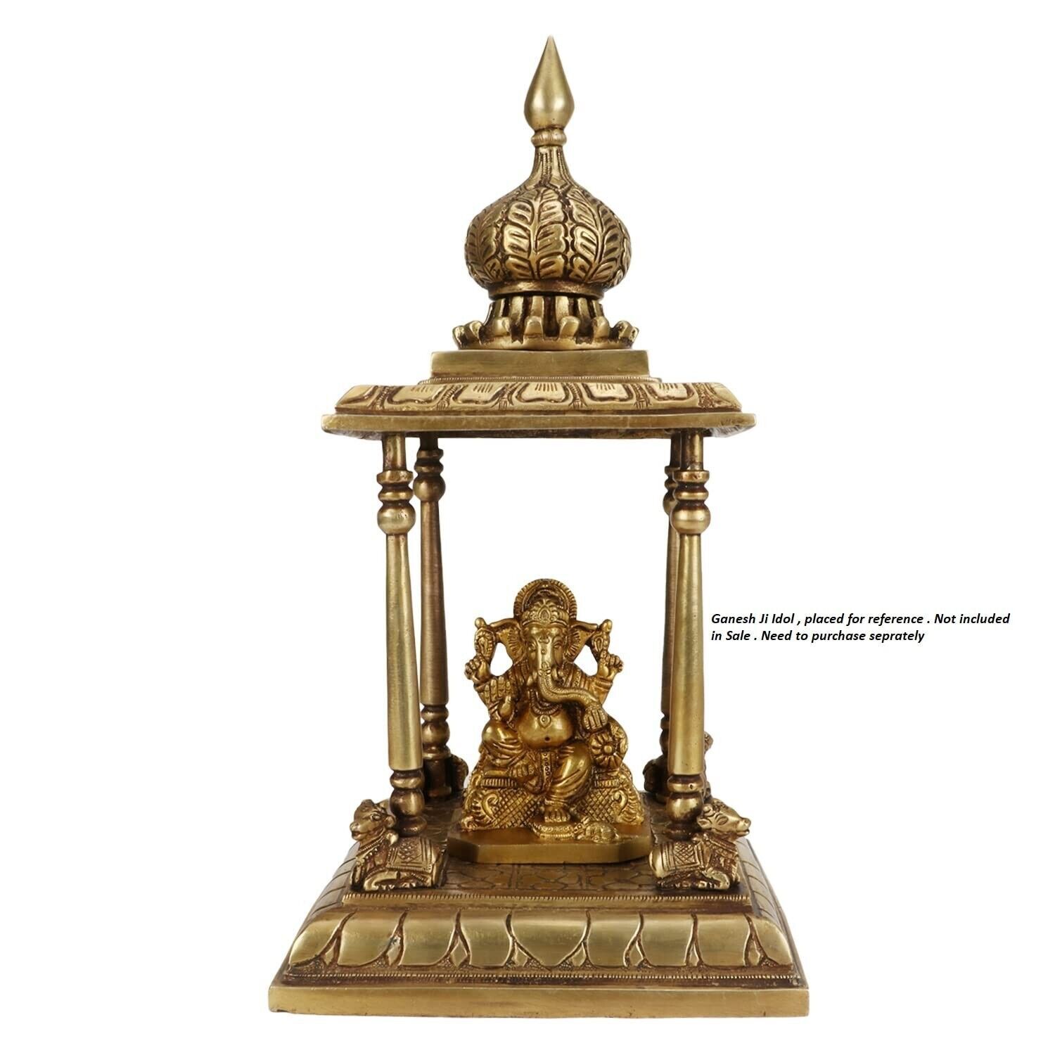 Handcrafted Brass Temple Pooja Mandir for Home & Office Religious Gift Item 13in - Picture 6 of 12