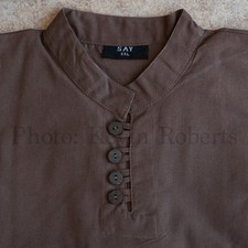 Medieval Brown Shirt Tunic  Wood Buttons Renaissance Reenactors Cosplay 4 Sizes