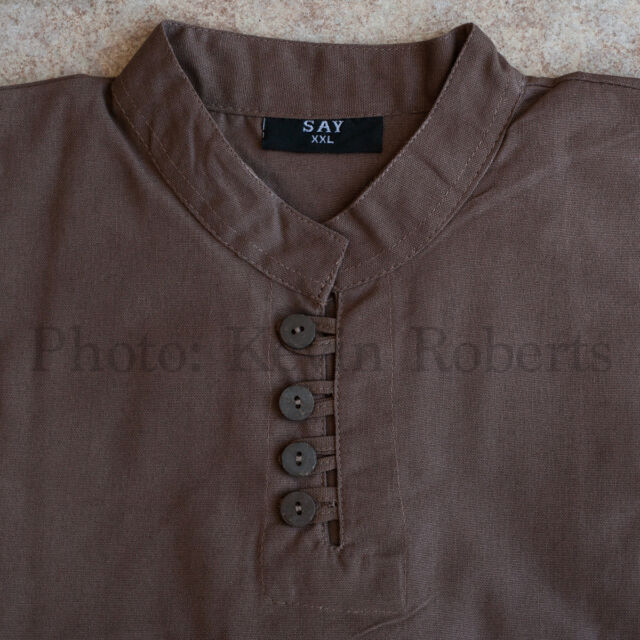 Medieval Shirt Full Sleeves Collar Wood Buttons Re-enactor Ren Fair 4 Sizes