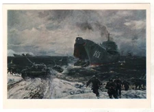 1976 Sailor Navy Heroes Amphibious landing Battle Military Russian postcard OLD